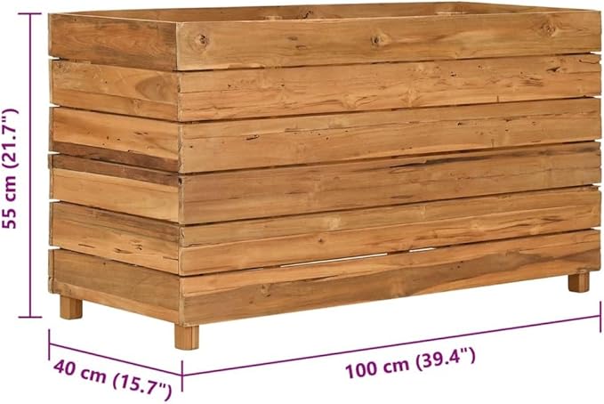 YAFF Raised Planter Box with Shelves for Indoor/Outdoor Use – Recycled Teak Wood &amp Steel Weather-Resistant 39.4x21.7 for Garden Patio Balcony Decor Easy Assembly