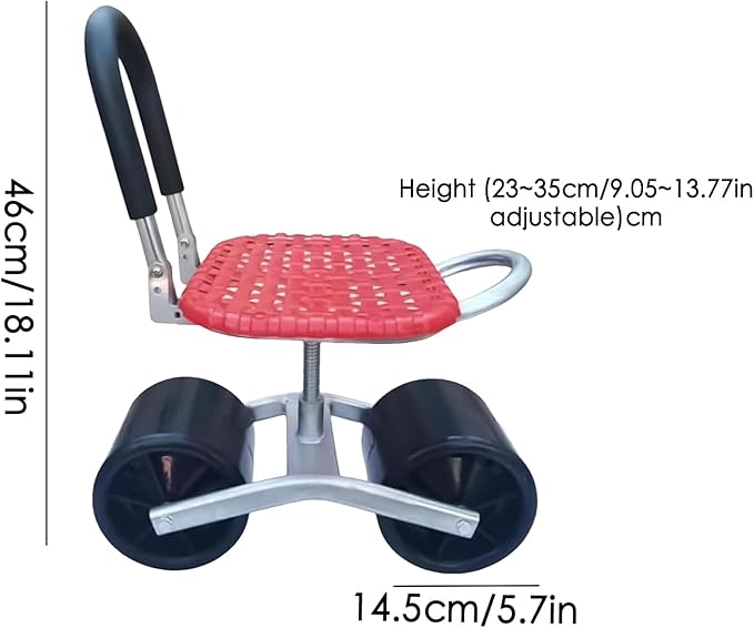 Garden Cart with Seat | Rotating Garden Stools for Gardening Adjustable Height Chair Scooter Steering Handle Gardening Seats for Seniors