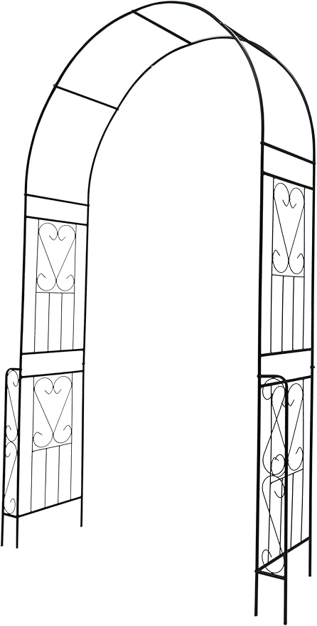 Metal Garden Arch W55'' x H94.5'' Garden Arbor Trellis Climbing Plants Support Rose Arch Outdoor Arch Black