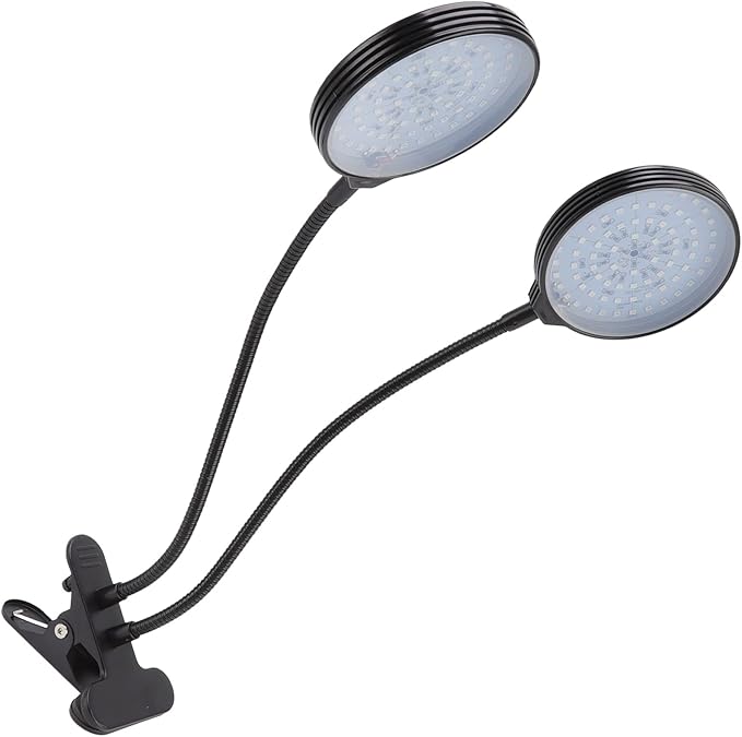 LED Plant Grow Lights 30W Double Head Adjustable Brightness Clip On Grow Lamp with 5 Level Timer for Indoor Plants Hydroponics Greenhouse Gardening