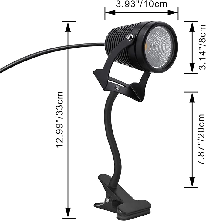 Kiven IP65 Waterproof LED Landscape Accent Uplight Black Decorative Spotlight Lamp with Plug-in Cord and Timer for Indoor Outdoor Plants Yard Advertising Board (10W 3000K Cool White)