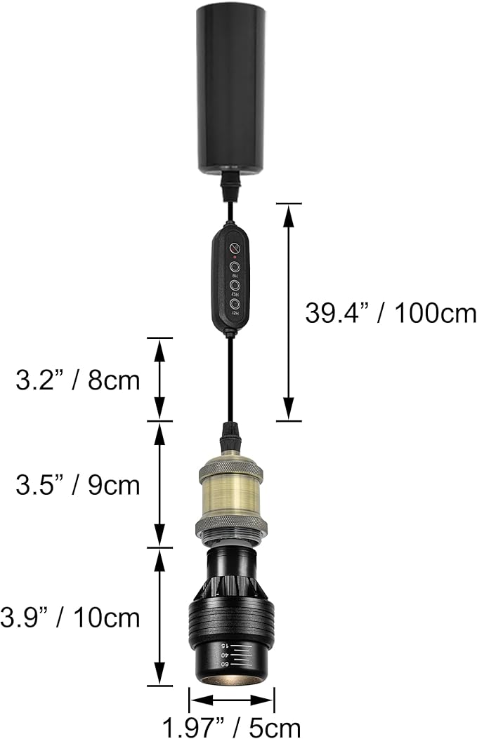 Adjustable Height J-Type Track Light Pendants 24 H Timer 4500K 10W LED Full Spectrum Bronze Industrial Porcelain Lamp Holder AUTO Plant Growing Lamp for Kitchen Island Green House