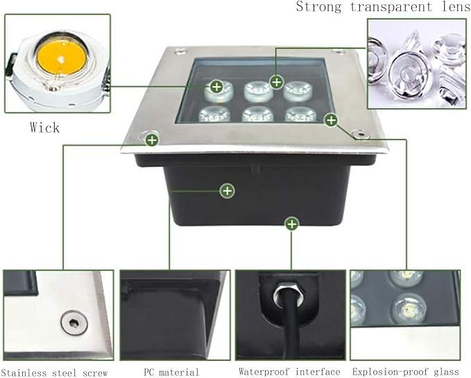 Square Ground Landscape Light - Outdoor Underground Light LED Outdoor Spotlight Waterproof IP66 Landscape Lights AC85-110V Recessed Outdoor Underground Light For Terrace Pathway Lawn (Vert 36