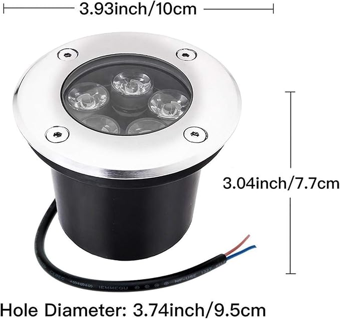 4PCS Landscape Lights - 5W Outdoor Buried Lights Round Garden Floor Lamp IP67 Waterproof Spotlight LED Path Light Walkover Outdoor Decorative LED Spotlights(Natural Light24V)
