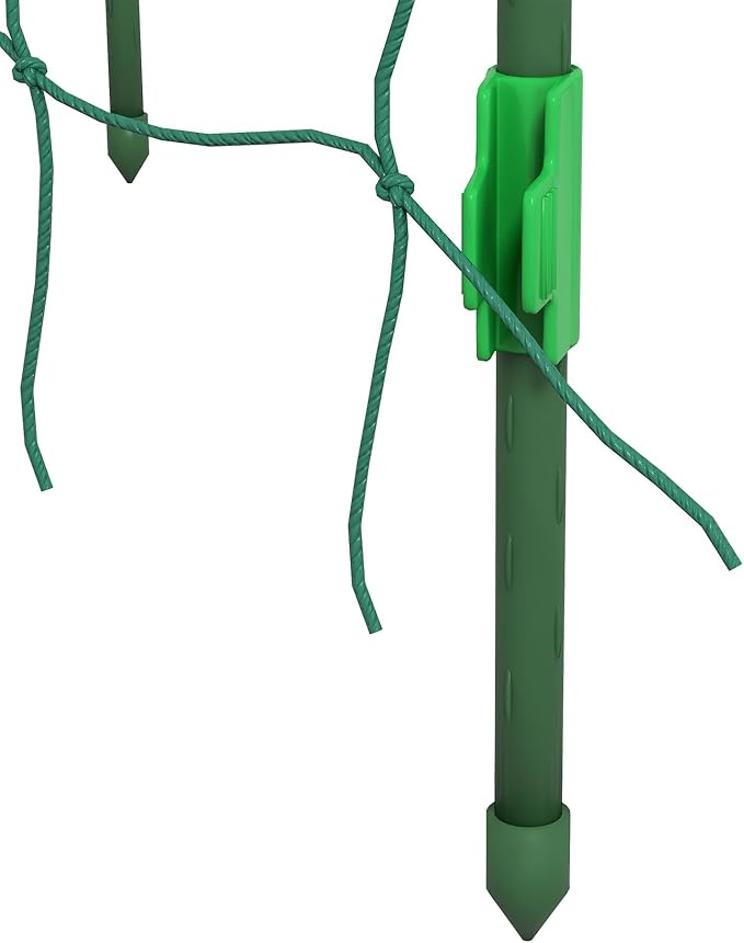 Outsunny Cucumber Trellis 6' Tall Arch Trellis for Climbing Plants Outdoor A-Frame with Plastic Coated Steel Frame and Climbing Net Support Vegetables Peas Fruit &amp Vines Green