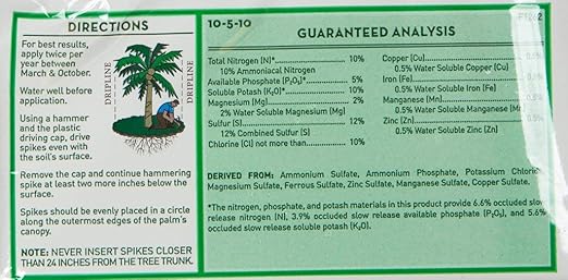 Jobe's Palm Tree Fertilizer Spikes 10-5-10 Time Release Fertilizer for All Outdoor Palm Trees 5 Spikes per Package (3)