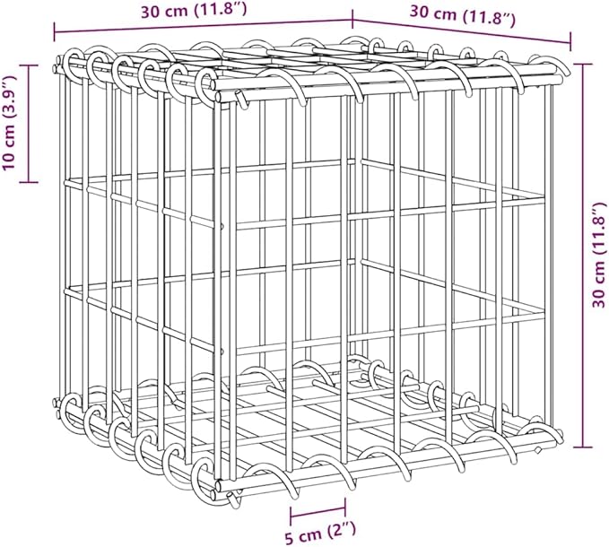 Gabion Raised Bed 11.8 inch Metal Steel Wire Cube Planter Box Rustproof Industrial Garden Fence Planter for Patio Balcony Yard Outdoor Privacy Decor