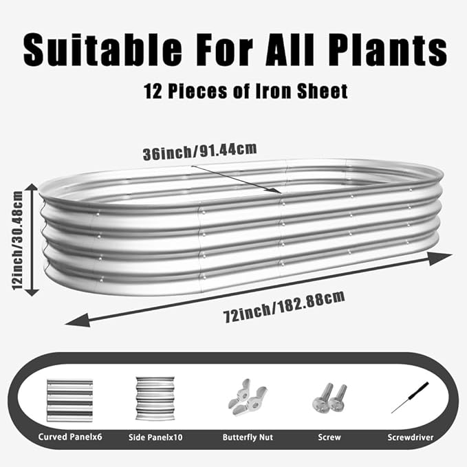 Heavy Duty Galvanized Steel Raised Garden Bed for Outdoor Vegetables Flowers and Herbs – Rust Resistant Durable &amp Easy to Assemble (1Pcs 6x3x1ft)