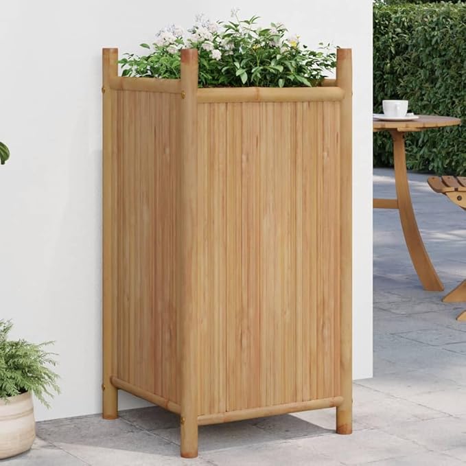 Planter Raised Flower Bed Standing planters Gardening Box Planter Boxes Suitable for Nursery Corridor Courtyard Orchard 15.7x15.7x31.5 Bamboo