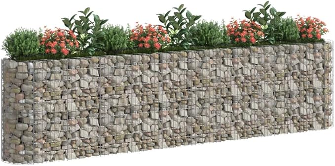 Gabion Raised Bed Gabion Cages Basket Steel Woven Gabion Net Garden Plant Above Ground Garden Boxes Outdoor Garden Galvanized Planters Metal Trough 157.5x19.7x39.4