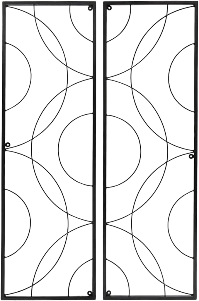 Corona Wrought Iron Trellis Set of 2 Modular Wall-Mounted Garden Trellises 28 W x 42 H Concentric Circle Design Black Powder Coated