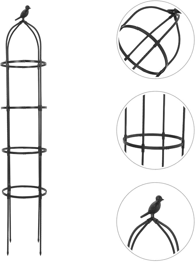 Yardwe Garden Trellis Climbing Plant Support Frame Metal Obelisk Trellis 12.46 Diameter 5.78ft Height Outdoor Yard Decor for Roses Cucumbers Bird Style