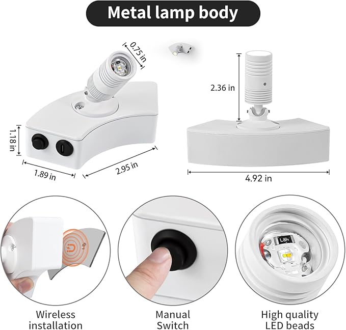 Zoomable Upgrade Wireless Spot Lights Indoor Dimmable Spotlight Indoor with Remote and Timer Rechargeable Uplighting for Paintings White Spot Lights for Tree Plants (1 Pack)