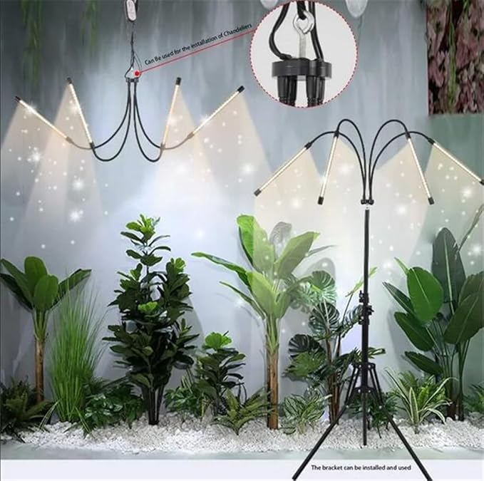LED Plant Grow Light with Stand LED Grow Light Full Spectrum for Indoor Plants10 Dimmable LevelsTimingAdjustable 15-72 inch. (White)