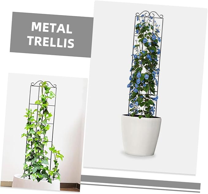 4pcs Black Metal Climbing Plant Support Frame 50x15cm Garden Trellis for Vines Flowers Vegetables Potted Plant Stand for Home and Outdoor Use