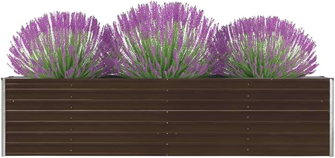 Outdoor Raised Garden Bed Deep Root Box Planter Galvanized Steel Planter Box for Planting Outdoor Plants Vegetables 126x15.7x30.3 Brown