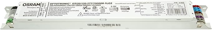 OSRAM 10 Pack 57431 Optotronic 20W 120/277V AC 50/60Hz Constant Current Dimmable LED Driver OTi 20/120-277/700 DIM-1 L G2