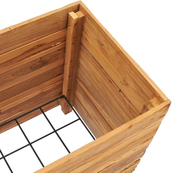 Raised Garden Bed Wooden Raised Bed Raised Garden Planter Box for Vegetables Flower Herb Gardening 19.7 x 15.7 x 21.7 Recycled Teak and Steel
