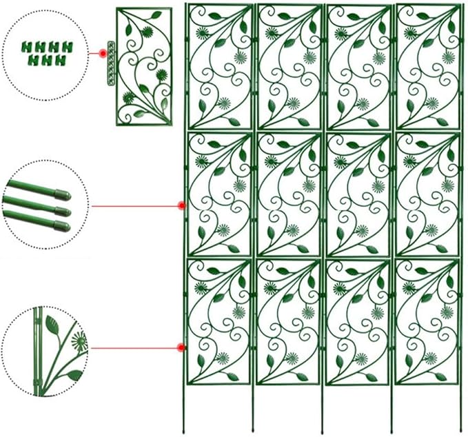 Rustproof Garden Trellis Climbing Plants - Plastic Support Frame Vegetables &amp Flowers - Indoor &amp Outdoor Use (120 x 38 cm)(150 * 58cm)