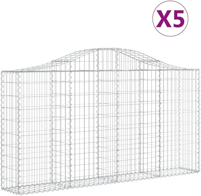 5-Pack Gabion Basket Planter Set 78.7x11.8x39.4/47.2 Galvanized Iron Outdoor Planter Box for Garden Raised Bed Silver Wire Flower Boxes for Patio Landscaping