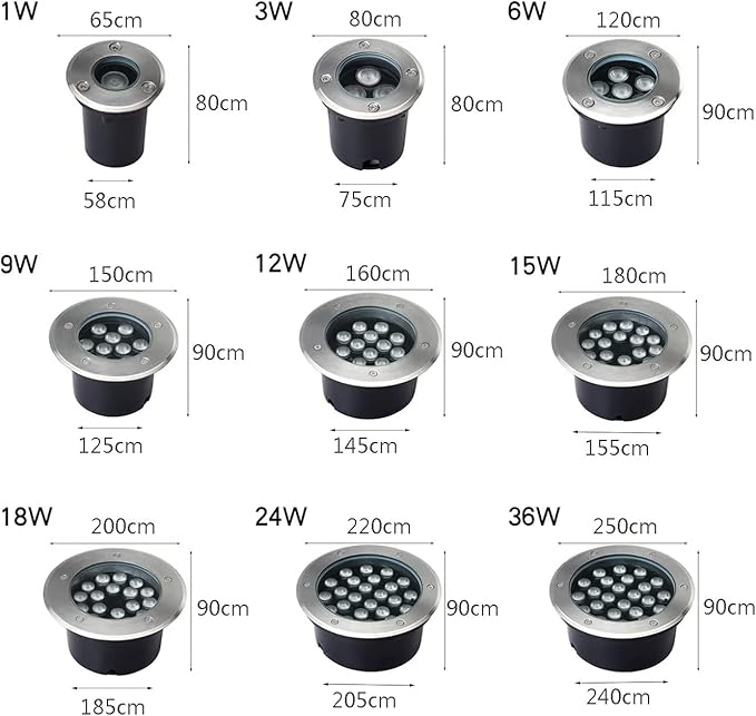 LED Ground Recessed Underground Lights IP66 Waterproof Low Voltage Outdoor Embedded Spotlight for Garden Pathway Patio Deck Villa Landscape Light DC12/24V