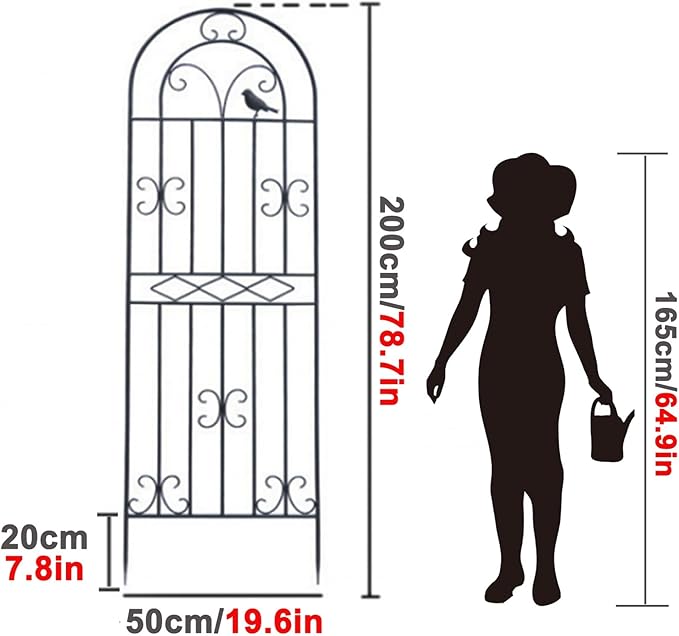 LTSRLL Large Metal Garden Trellis Plant Screen - Indoor Outdoor Flower Stand Rose Trellis - Rustproof/Weatherproof/Easy to Assemble(Green200x50cm)