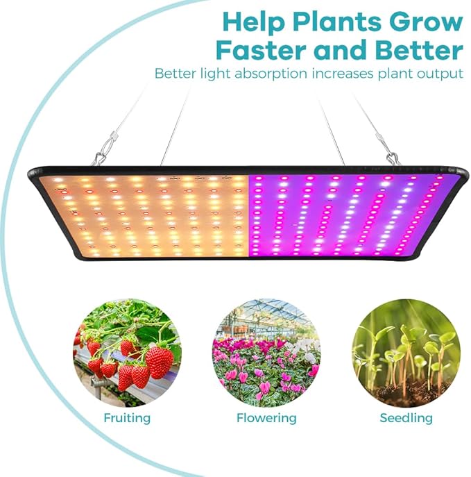 4PCS 2000W Growth Light for Indoor Plants 225Leds Grow Light Full Spectrum Plant Growing Lamp for Indoor Cultivation Greenhouse Grow Tent Hydroponics with Dimmable Lights Levels US Plug with Hook