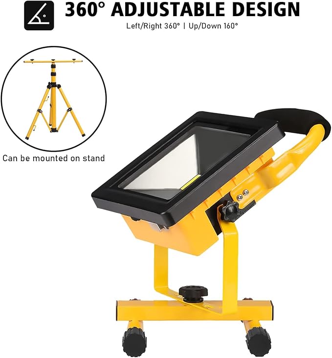 LED Rechargeable Work Floodlight10W /20W USB Battery Light Super Bright 2000LM Waterproof Outdoor Stand Lamp for Car Garage Camping(20W)
