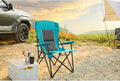 High Back Heavy Duty Lawn Chair Support 250LBS Portable Collapsible Chair with Cup Holder (Blue + Steel)