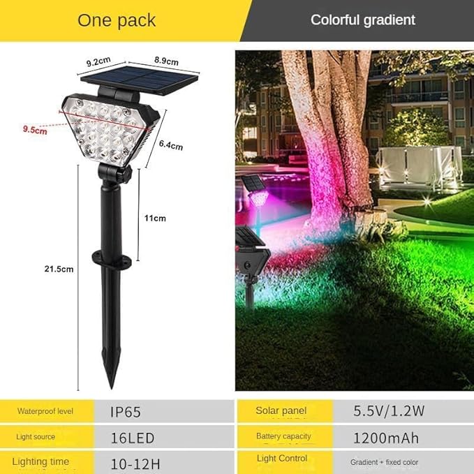 Solar Spot Lights Outdoor Solar Landscape Spotlights 2 Modes IP65 Waterproof Dusk to Dawn Solar Powered Flood Wall Lights for Outside Yard Garden Pathway (RGB)