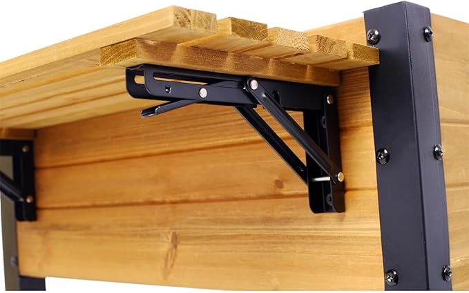 Raised Garden Bed Metal Leg Wood Planter Boxes with Folding Storage Shelf Elevated Planter Box for Growing Fresh Herbs Vegetables Flowers Great for Outdoor Patio Deck Balcony (Brown 52.7)