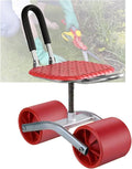 Outdoor Gardening Wagon ScooterGarden Cart Workseat with Wheels360°Swivel Rolling GardensFoldable Storage for Lawn Yard(Red)