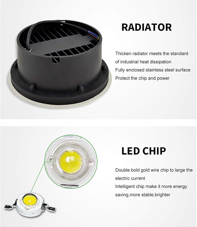 IP66 Waterproof Outdoor Buried Lights - Recessed Garden Spotlight for Patio Deck Pathway &amp Fence - 1W Embedded Underground Light (Yellow AC85-110V)