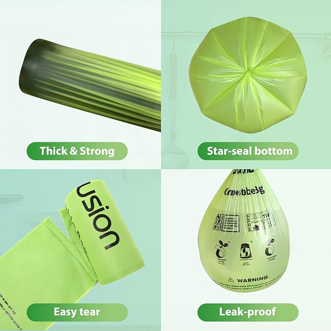 GreFusion Compostable Trash Bags 21 gallon20 CountExtra Thick 1.28 MillsFits13-25 gallon trash can Extra Strong and thickCompostable Lawn &amp Leaf Yard Waste bagsASTM D6400Bpi Certified