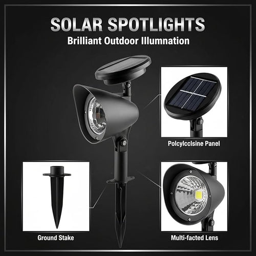 2 Pcs Solar Spotlights Blue Outdoor Led Landscape Lighting Waterproof with Solar Panel 6-8 Hours for Garden Lawn and Patio Yard Decor