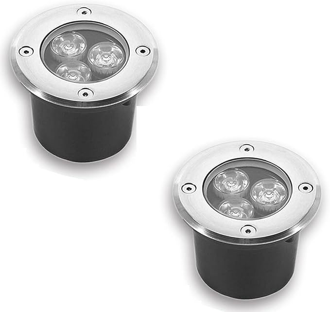 2Pcs Outdoor Buried Lights - Ground Led Landscape Lamp Ip66 Waterproof Led Spotlights Garden Buried Lights Outdoor Round Recessed Ground Spotlight for Patio Walkway -Blanc-6W