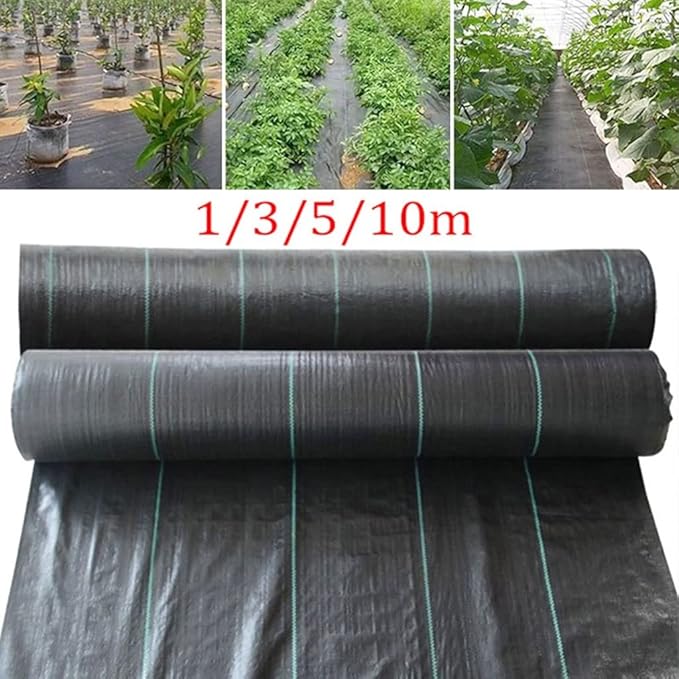 Black Grass Cloth Weed Barrier Woven Grass Cloth for Garden Agricultural Plastic Mulch Thicker Orchard Garden Weeds Control Fabric(1X3m 225g)