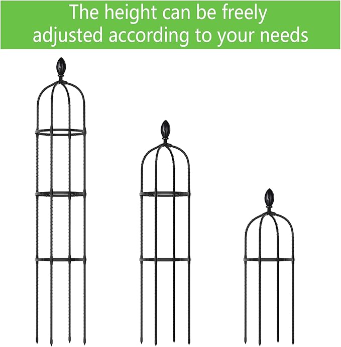 2 Pack 5Ft Tall Garden Obelisk Trellis for Climbing Plants Outdoor Plant Trellis Garden Tower Trellis for Potted Plant Climbing Flowers Vegetable Cucumber Trellis