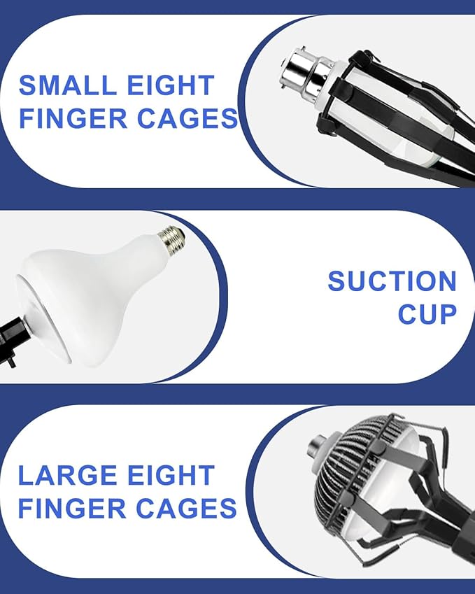 26FT Reach Light Bulb Changer for High Ceilings with Telescopic Extension Pole 5-20Foot Light Bulb Extension Pole Changer with Baskets and Suction Cup for High Ceilings and Recessed Lights