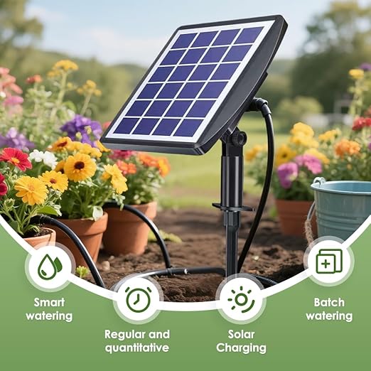 Solar Automatic Drip Irrigation Kit System 2025 Upgrade Auto Plants Watering Kit Solar Powered Garden Self Watering System for Indoor Outdoor Potted Plants Balcony Patio Greenhouse (15 Pots-49FT)