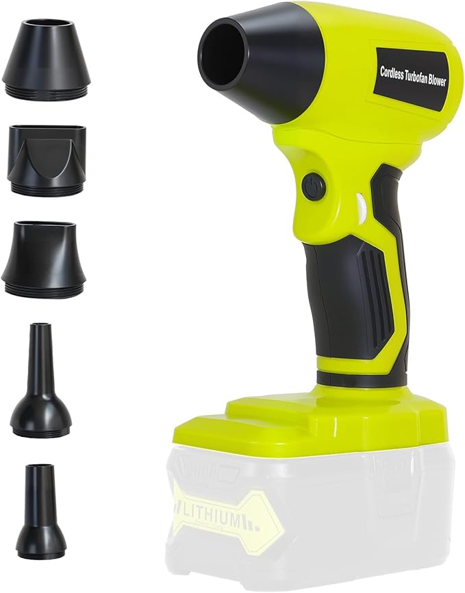 2026 Brushless Leaf Blower Cordless for Ryobi 18V Battery Lightweight Electric Handheld Mini Blowers with 5 Attachments Stepless Speed for Short Quick Precision Cleanup Tasks (No Battery)