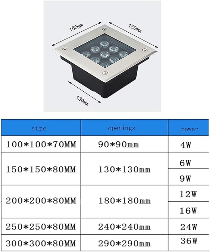 Square Ground Landscape Light - Outdoor Underground Light LED Outdoor Spotlight Waterproof IP66 Landscape Lights AC85-110V Recessed Outdoor Underground Light For Terrace Pathway Lawn (Vert 36