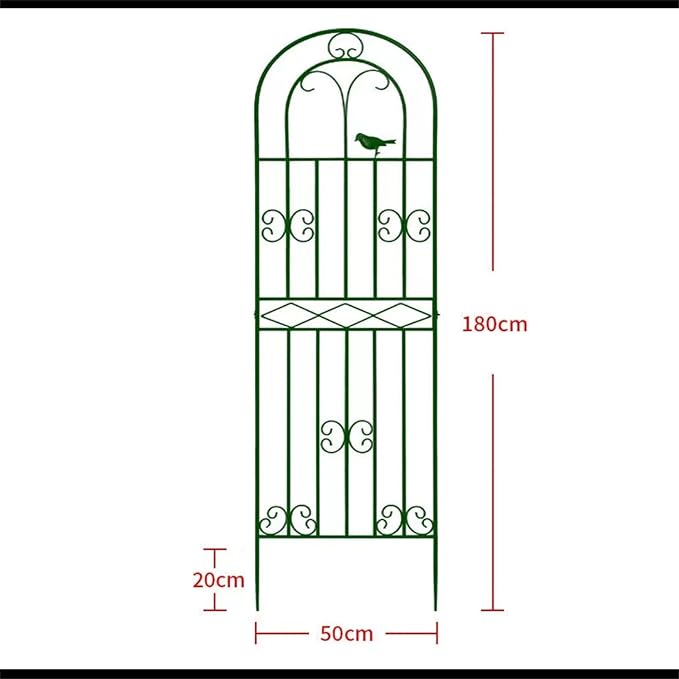 Garden Iron Rose Fence Gardening Post Rose Vine Ivy Clematis Gardening Post Easy to Assemble Height Adjustable Climbing Plant Garden Trellis 180cm*50cm Green