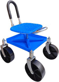 Rolling Garden SeatAdjustable Height Gardening Stools and Seats360° Rotating Gardening Seat with Wheels and Storage(Blue)