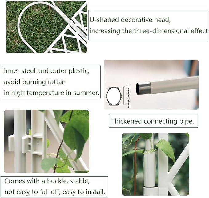 Garden Trellis for Climbing Plants Heavy Duty Plant Support Stake for Flower Vegetable Vine Rose Plants Outdoor(Color:WhiteSize:125 * 30cm/49.2 * 11.8in)