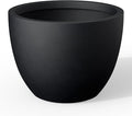 Kante 14.2 Inch Round Concrete Planter - Classic Large Indoor/Outdoor Plant Pot with Drainage Hole and Rubber Plug Suitable for Gardens and Patios Black