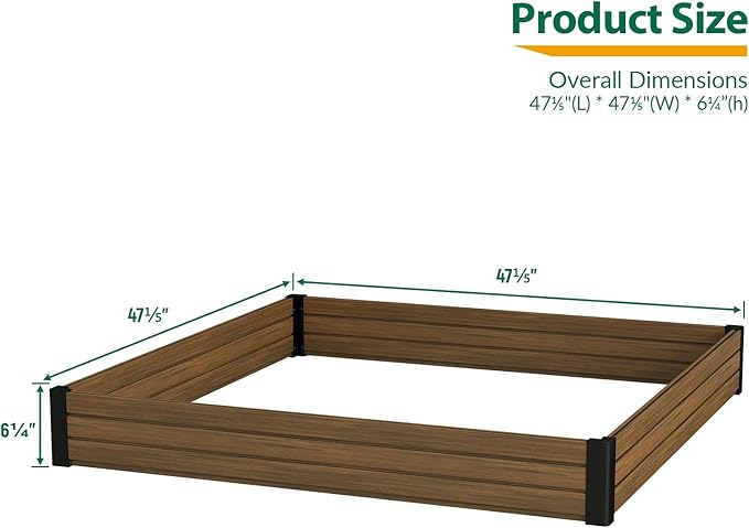 Composite Garden Planter Box with Open Base - Outdoor Raised Bed for Vegetables Flowers and Herbs Durable Eco Friendly Easy to Assemble Low Maintenance