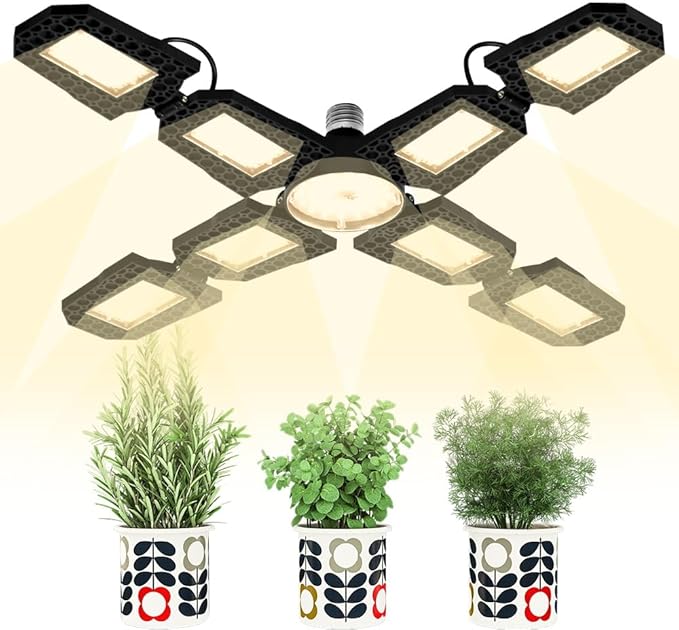 300W LED Plant Light E27/E26 Bulb Base 8 Flexible Foldable Design 432 Full Spectrum LEDs Red Blue Ratio Suitable for Indoor Flowers Vegetables Herbs GrowthUsed for Plants Grow and Development
