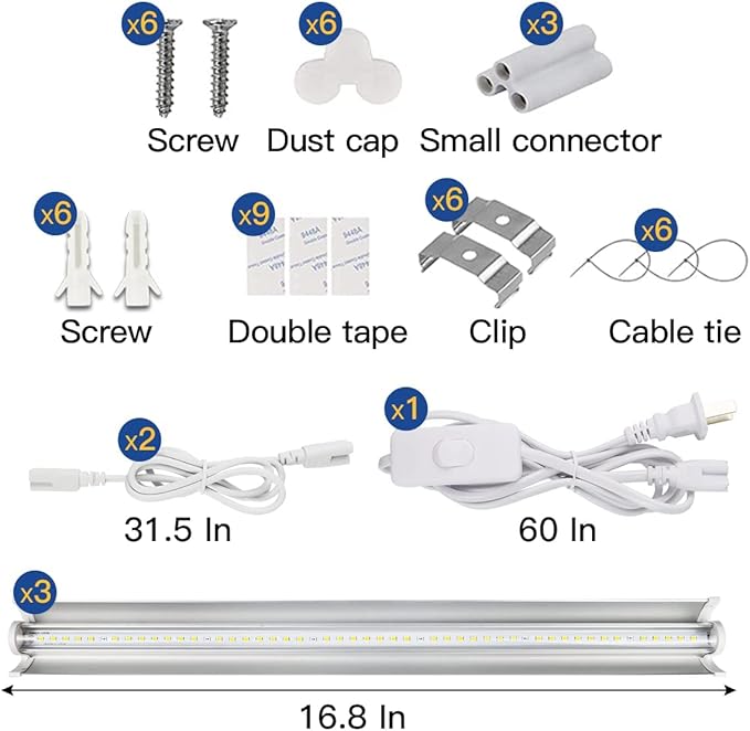 GYTF T5 Grow Lights 1.4Ft 5000K White Full Spectrum LED Plant Growing Lamp Strips for Indoor Plants Seeds Starting Succulents High PPFD with V-Shaped Reflector