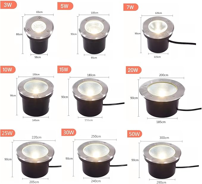 Underground Light Recessed Ground Light IP66 Waterproof AC85-110V LED Buried Lights for Garden Pathway Deck Step Stairs Driveway Landscape Spotlight